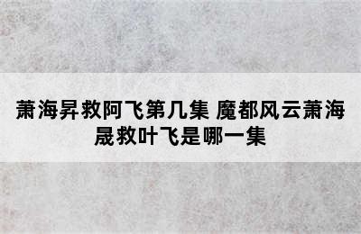 萧海昇救阿飞第几集 魔都风云萧海晟救叶飞是哪一集